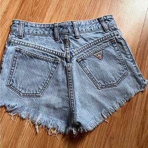 Guess Frayed Hem Light Blue Jean Shorts